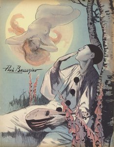 Pierrot envoyant un baiser vers une vision d