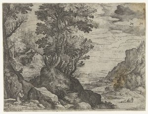 Paysage montagneux avec ermite priant - Paul Bril
