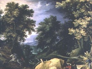 Paysage avec une chasse au lapin