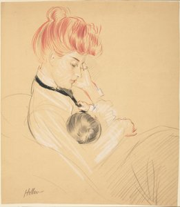 Madame Helleu berçant Paulette dans ses bras - Paul Cesar Helleu