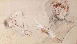 Madame Helleu lisant, avec Paulette allongée à côté d