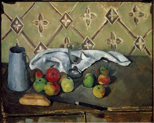 Fruits, serviette et boîte de lait