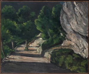 Paysage. Route avec des arbres dans les montagnes rocheuses - Paul Cézanne