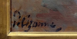 Signature du peintre Paul Cézanne (1839-1906) du tableau « Bouquet au petit Delft »