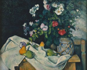 Fleurs dans un pot de gingembre et fruits - Paul Cézanne