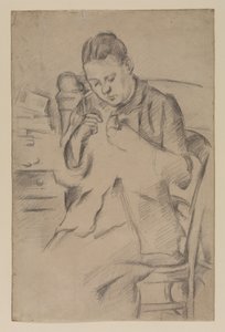 Hortense Fiquet, Madame Cézanne, cousant, c.1880 (crayon sur papier) - Paul Cézanne