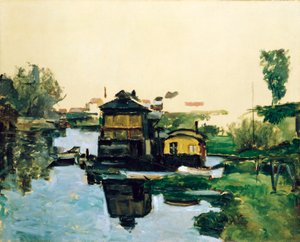 Maisons flottantes sur un fleuve - Paul Cézanne