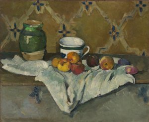 Nature morte avec pot, tasse et pommes, vers 1877