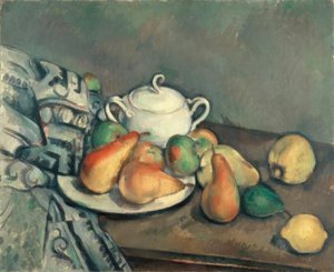 Sucrier, poires et tapis - Paul Cézanne
