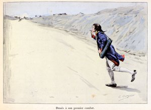 Desaix a son premier combat : Charles Antoine Desaix de Veygoux (1768-1800) capture un prisonnier à Landau in der Pfalz (Allemagne) pendant la retraite de l