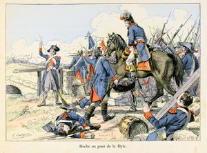 Hoche au pont de la Dyle : En mars 1793, couvrant la retraite au passage de la Dyle devant Louvain (Belgique), Lazare Hoche combat les Autrichiens - illustration par Emile Boutigny (Hoche-Marceau-Desaix) - Paul Émile Boutigny