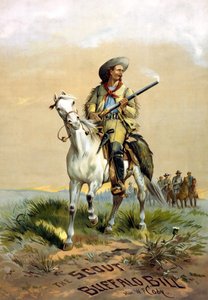 Couverture du livre « The Scout Buffalo Bill » par Han. W.F. Cody, illustration par P. Frenzeny, sd. entre 1860 et 1890.