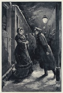 Illustration pour Anna Karénine : Vronsky rencontre Anna à la gare (lithographie) - Paul Frenzeny