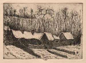 Six eaux-fortes : La boulangerie au toit de chaume, Auvers - Paul Gachet