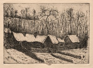 Six eaux-fortes : La boulangerie au toit de chaume, Auvers, 1895 - Paul Gachet