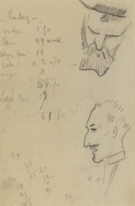 Un homme barbu et un homme de profil [verso]