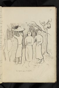 Avant et après - dessin "En route pour le festin" - Paul Gauguin