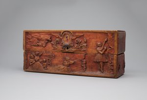 Boîte en bois décorée, 1884