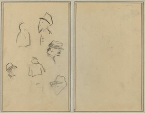 Quatre têtes et deux figures (verso) - Paul Gauguin