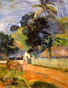 Cheval sur la route, paysage tahitien, 1899 - Paul Gauguin