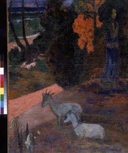 Paysage avec deux chèvres