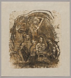 Nativité (mère et enfant entourés de cinq personnages)