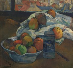 Bol de fruits et cruche devant une fenêtre. Vers 1890 - Paul Gauguin