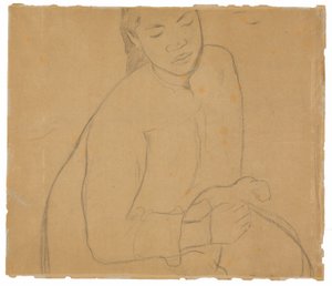 Femme tahitienne assise (liée à la peinture Te faaturuma [Rêverie]) - Paul Gauguin