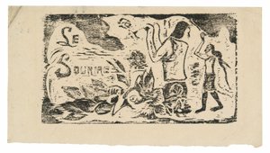 Tahitiens, fleurs et feuilles, en-tête pour Le sourire - Paul Gauguin