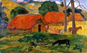 Les Trois Huttes, Tahiti - Paul Gauguin