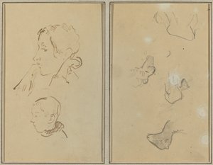 Deux têtes ; Études de moutons [recto] - Paul Gauguin
