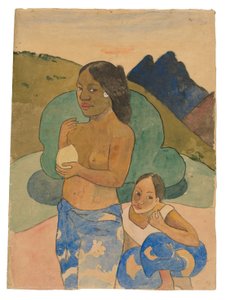 Deux femmes tahitiennes dans un paysage, vers 1892