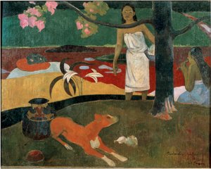 Deux femmes tahitiennes et un chien (Pastorale tahitienne) - Paul Gauguin