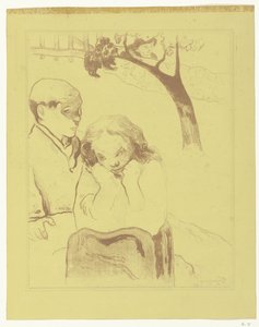 Femme triste assise près d