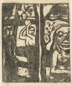Femme cueillant des fruits et oviri - Paul Gauguin