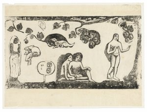 Femmes, animaux et feuillage, de la suite des gravures sur bois tardives - Paul Gauguin