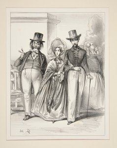 La Leçon au mari. Charles! Charles!! ne lorgnez donc pas ainsi toutes les femmes! - Paul Gavarni