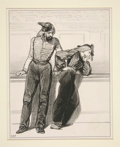 Les débardeurs - No. 54 - Monter à cheval - Paul Gavarni