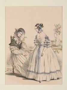 Novembre 1838. Robe en foulard poil de chèvre à raies perlées