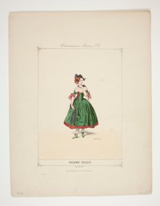 Paysanne Basque. Chapeau de velours garni de houppes de chenille. - Paul Gavarni
