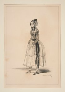 POLONAISE. Bonnet, veste et brodequins de velours, garnitures d