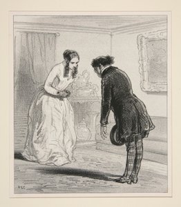 Pardon, belle dame, si je croyais avoir acquis quelques droits à votre reconnaissance - Paul Gavarni