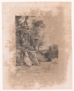 Femme avec un amant malade sur un banc dans un jardin (Avant de mourir)