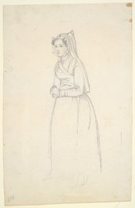 Femme en costume paysan (recto et verso) - Paul Gavarni