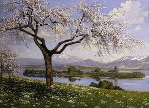 Un paysage lacustre bavarois au printemps