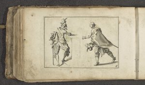 Deux acteurs avec sabre et chapeau à plumes