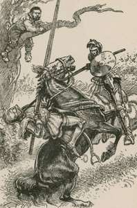 Le Chevalier des Miroirs fut précipité, malgré lui, par-dessus la croupe de son cheval - Paul Hardy