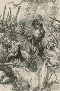 Les Yanguesiens, se voyant ainsi rudement traités, se sont emparés de leurs leviers et de leurs bâtons - Paul Hardy