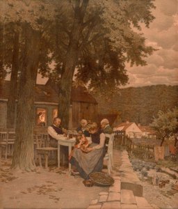 La famille dans le jardin