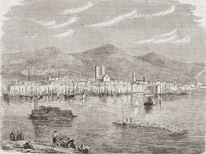Montréal dans les années 1860, gravé par Auguste Trichon (né en 1814) - Paul Huet